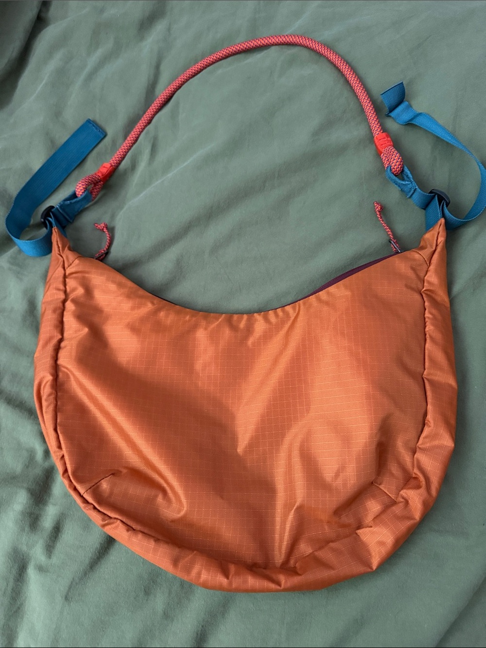 cotopaxi orange crescent crossbody with teal strap and coral rope - Picture 2 of 4